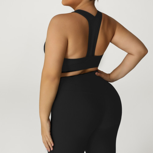 Plus Size Ribbed Sports Bra Manufacturer & OEM/ODM Supplier for High Support Yoga & Gym Activewear, Wholesale & Private Label ProductionP02503-W.