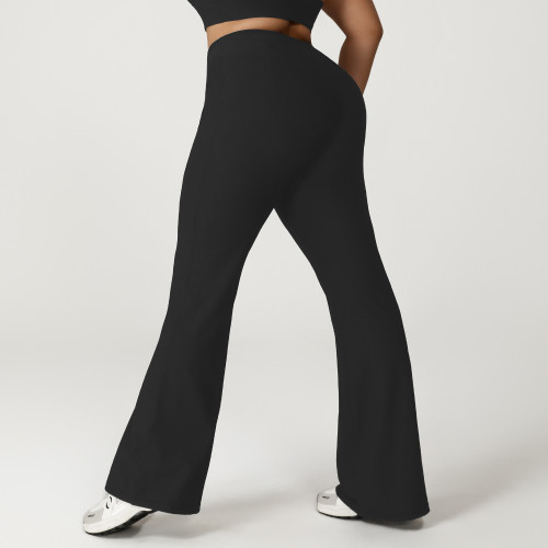 Custom Flared Yoga Leggings Manufacturer & Bulk Wholesaler – High-Waist Ribbed Sculpting Plus Size Bootcut ODM Activewear Supply for Brands, Agents & Supermarkets.P02503-L