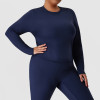 Plus Size Yoga Long Sleeve Top OEM ODM Wholesale Manufacturer | Slim Fit Gym & Outdoor Running Wear for Curvy Women | Custom Activewear Apparel SupplierP02519-T