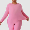 Plus Size Yoga Long Sleeve Top OEM ODM Wholesale Manufacturer | Slim Fit Gym & Outdoor Running Wear for Curvy Women | Custom Activewear Apparel SupplierP02519-T