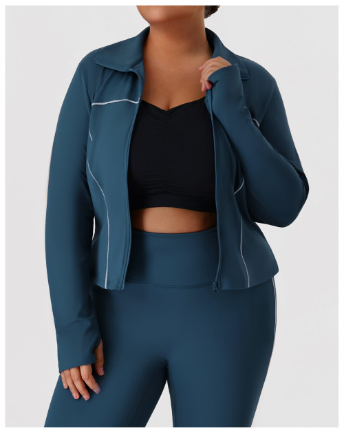 Plus Size Long Sleeve Activewear Top OEM & ODM Manufacturer for Fall/Winter Slim Fit Gym & Outdoor Wear Wholesale SupplyP02520-W