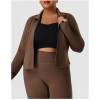 Plus Size Yoga Jacket OEM ODM Wholesale Manufacturer – Stand Collar Zip-Up Tummy Control Long Sleeve Activewear Supplier for Private Label BrandsP02526-W