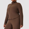 Plus Size Yoga Jacket OEM ODM Wholesale Manufacturer – Stand Collar Zip-Up Tummy Control Long Sleeve Activewear Supplier for Private Label BrandsP02526-W