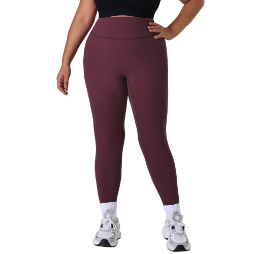 Plus Size Athletic Leggings Sourcing Agent & Wholesale Supplier: Nude-Feel Fabric Tummy Control 7/8 Cut for Yoga & Gym Activewear Contract Manufacturing & Global ExportP02526-K