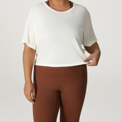 3/4 Sleeve Plus Size Sports Top Manufacturer | OEM ODM Wholesale Women's Workout Tunic & Gym Yoga Apparel for Custom ProductionP02513