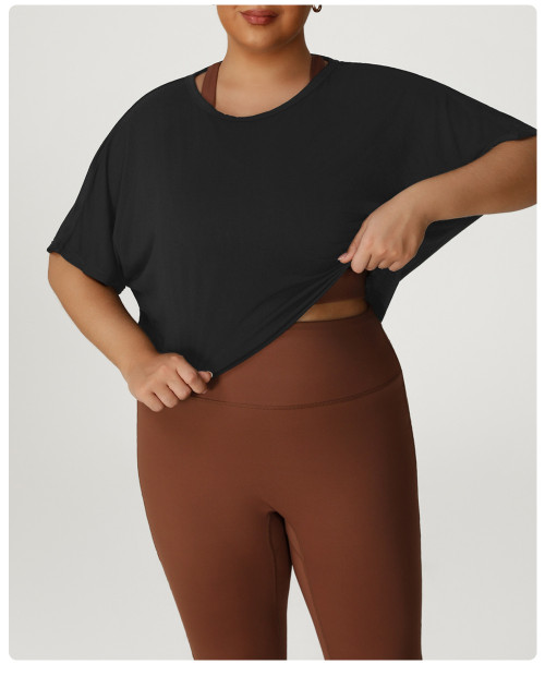 3/4 Sleeve Plus Size Sports Top Manufacturer | OEM ODM Wholesale Women's Workout Tunic & Gym Yoga Apparel for Custom ProductionP02513