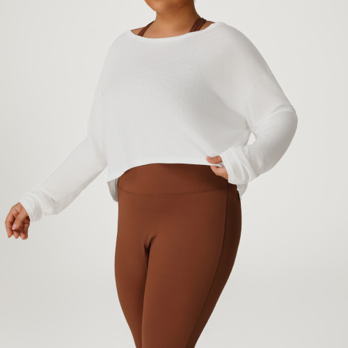 Plus Size Jacquard Yoga T-Shirt for Women - OEM ODM Wholesale Manufacturer of Breathable Euro-American Fit Activewear & Gym Apparel for Brands & Distributors.P02514