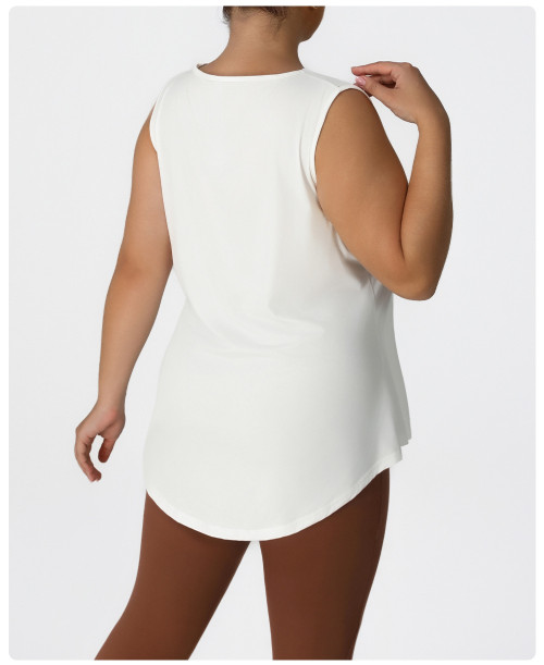 Wholesale Plus Size Activewear Tank Top Supplier | Custom Hip Coverage Yoga Tops Manufacturing for Brands & Retailers | ODM/OEM Fitness ApparelP02515