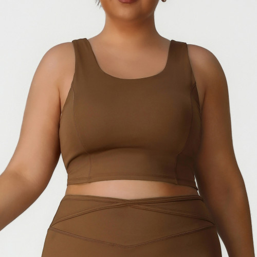 Plus Size Sports Tank Top OEM ODM Wholesale Supplier for High-Stretch Nude-Feel Padded Activewear & Fitness Brands, Custom Manufacturing Factory DirectP02504-B