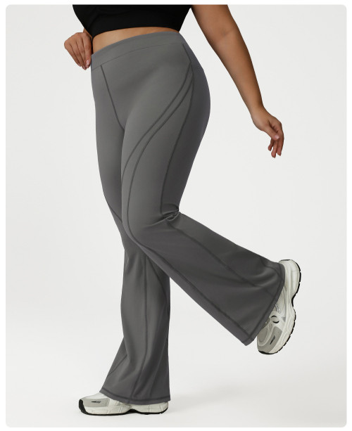 Plus Size High-Waist Bootcut Yoga Pants OEM ODM Custom Manufacturing Supplier for Activewear Brands, featuring Butt-Lift Tummy Control Slim Fit Flared Design.P02507