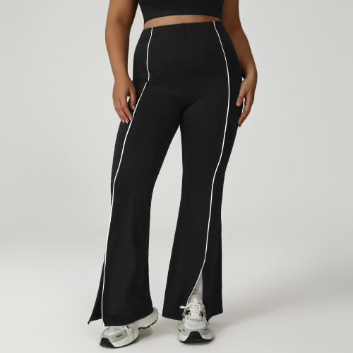 OEM ODM Manufacturer: High-Waist Plus Size Casual Flared Pants, Custom Color Block Slimming Workout & Yoga Activewear for Brands & WholesalersP02508