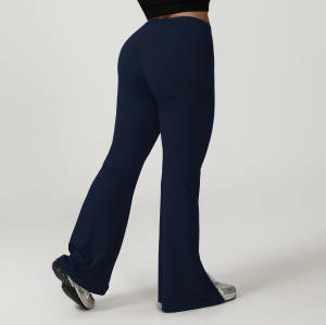OEM ODM Manufacturer: High-Waist Plus Size Casual Flared Pants, Custom Color Block Slimming Workout & Yoga Activewear for Brands & WholesalersP02508