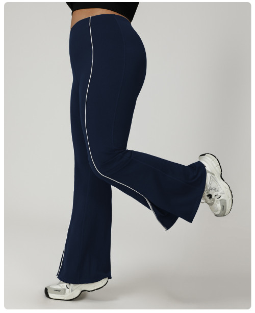 OEM ODM Manufacturer: High-Waist Plus Size Casual Flared Pants, Custom Color Block Slimming Workout & Yoga Activewear for Brands & WholesalersP02508