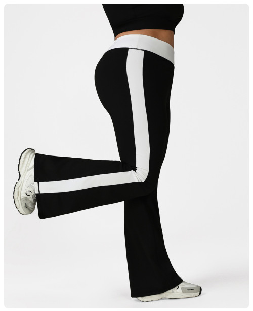 Plus Size Wide-Leg Activewear Pants OEM ODM Wholesale Supplier for High-Waist Color Block Yoga Apparel Custom Manufacturing for Brands & DistributorsP02510