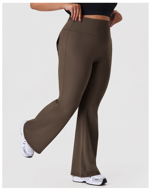 Plus Size Bootcut Yoga Pants OEM ODM Manufacturer & Wholesale Supplier for High-Waist Peach Lift Activewear with Pockets, Custom Bulk ProductionP02516