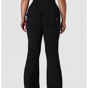 Plus Size Bootcut Yoga Pants OEM ODM Manufacturer & Wholesale Supplier for High-Waist Peach Lift Activewear with Pockets, Custom Bulk ProductionP02516
