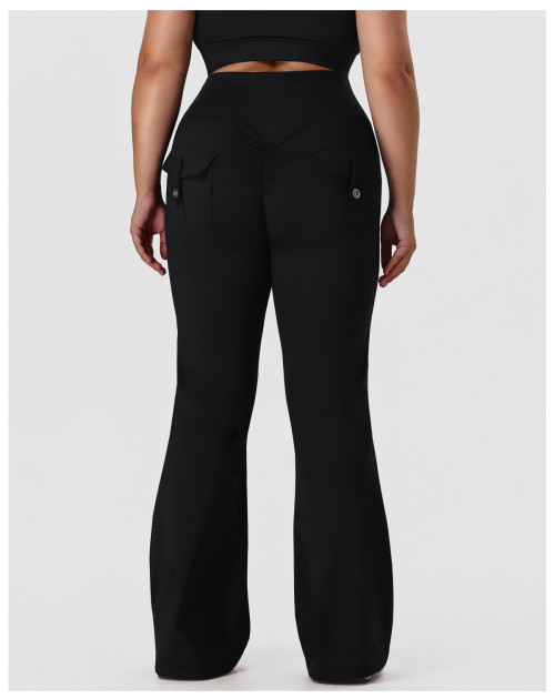 Plus Size Bootcut Yoga Pants OEM ODM Manufacturer & Wholesale Supplier for High-Waist Peach Lift Activewear with Pockets, Custom Bulk ProductionP02516