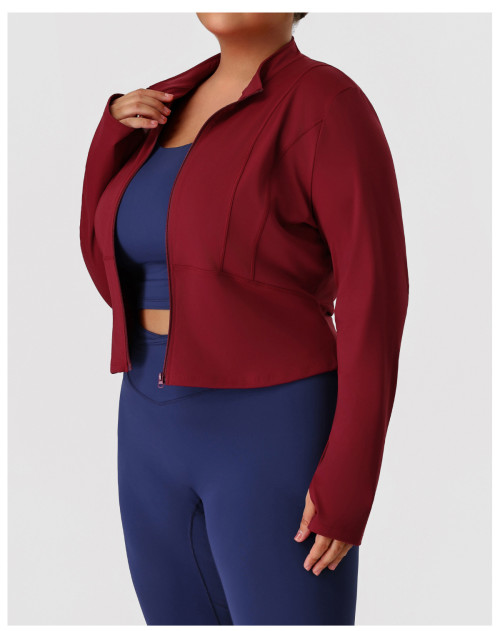 ODM Plus Size Activewear Jackets Supplier – Women's Slim Fit Tummy Control Cycling Gym Outerwear for Importers, Retailers & Private Label Sportswear Lines.P02523