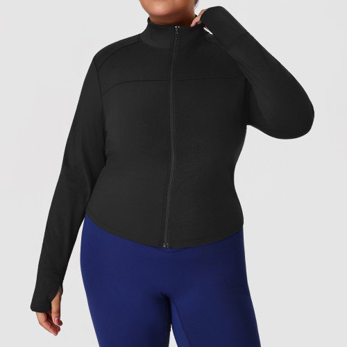 Custom Plus Size Fitness Jacket Wholesale Supplier & ODM Services – High-Stretch Zip-Up Sports Outerwear for Activewear & Gym Apparel Importers, Contract ManufacturingP02518.