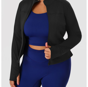 Custom Plus Size Fitness Jacket Wholesale Supplier & ODM Services – High-Stretch Zip-Up Sports Outerwear for Activewear & Gym Apparel Importers, Contract ManufacturingP02518.