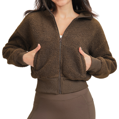 Cozy Sherpa Zip-Up Jacket | Stand Collar & Ribbed Hem