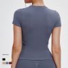 OEM & ODM Cross-Border Seamless Yoga Short-Sleeve T-Shirt for Women - Round Neckline Comfortable Sports Tight-Fit Top for Yoga, Outdoor Running & Sportswear - Perfect for Wholesale & Sourcing Agents - Model 5081