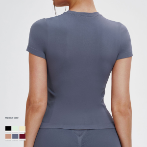 OEM & ODM Cross-Border Seamless Yoga Short-Sleeve T-Shirt for Women - Round Neckline Comfortable Sports Tight-Fit Top for Yoga, Outdoor Running & Sportswear - Perfect for Wholesale & Sourcing Agents - Model 5081