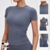 OEM & ODM Cross-Border Seamless Yoga Short-Sleeve T-Shirt for Women - Round Neckline Comfortable Sports Tight-Fit Top for Yoga, Outdoor Running & Sportswear - Perfect for Wholesale & Sourcing Agents - Model 5081