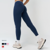OEM & ODM Cross-Border Cross-Waist Head Yoga Pants for Women - Color-Contrasting Nude Tight Fitness Outfit for Outdoor Running & Sports - Perfect for Wholesale & Sourcing Agents - Model 9528