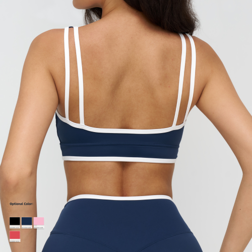 Cross-border nude yoga bra with a wide neckline, color-matching design, elegant and sophisticated lingerie for women, suitable for running and fitness, sports bra 9528