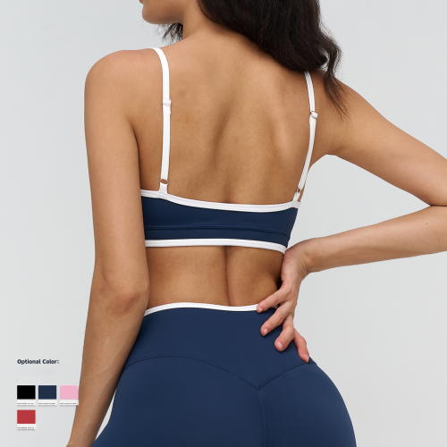 OEM & ODM Cross-Border Transparent Sensory Sports Bra for Women - Double Shoulder Straps Color-Contrasting Yoga Bra for Running & Fitness - Perfect for Wholesale & Sourcing Agents - Model 9528