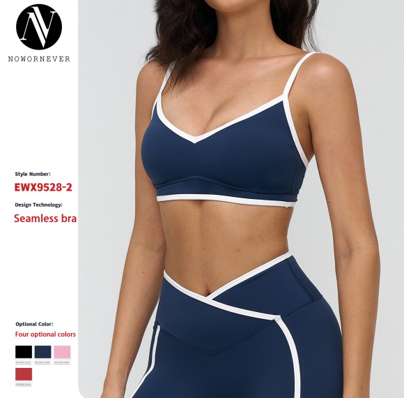 OEM & ODM Cross-Border Transparent Sensory Sports Bra for Women - Double Shoulder Straps Color-Contrasting Yoga Bra for Running & Fitness - Perfect for Wholesale & Sourcing Agents - Model 9528