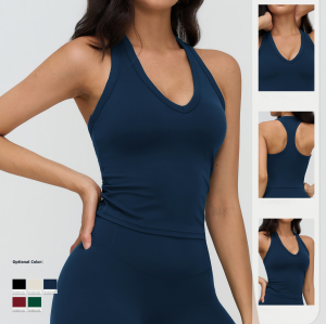 OEM & ODM Cross-Border Cloud Sense Yoga Back Cover for Women - V-neck Striped Tight Sports Fitness Clothing for Outdoor Running & Yoga - Perfect for Wholesale & Sourcing Agents - Model 9307