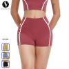 High-waisted, cross-border, seamless, buttock-lifting yoga workout shorts with 3D color-blocking for outdoor fitness, style 2101.