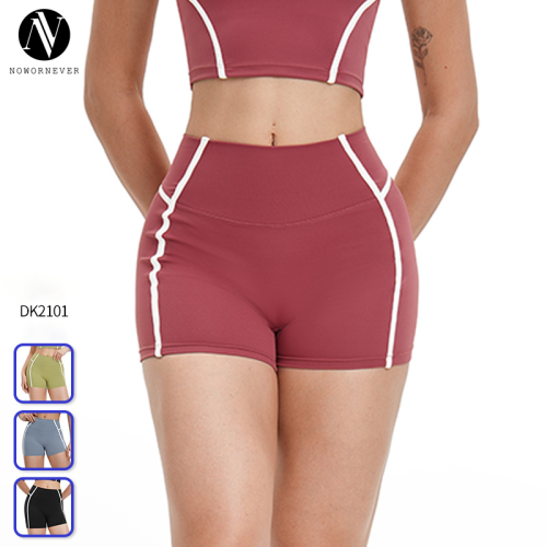 High-waisted, cross-border, seamless, buttock-lifting yoga workout shorts with 3D color-blocking for outdoor fitness, style 2101.