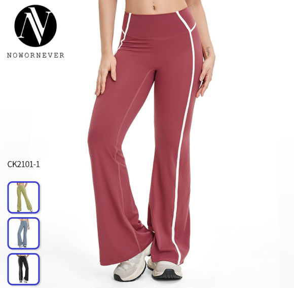 OEM & ODM Cross-Border Nude Feeling Casual Flared Pants for Women - High-End 3D Color-Matching Sportswear for Yoga, Outdoor Running & Fitness - Perfect for Wholesale & Sourcing Agents - Model 2101