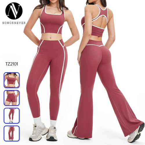 OEM & ODM Cross-Border Nude Feeling Yoga Set for Women - Color-Matched Transparent Open-Back Sportswear for Outdoor Running & Fitness - Perfect for Wholesale & Sourcing Agents - Model 2101
