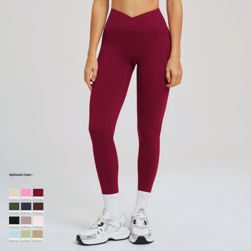 OEM & ODM Cross-Border Bare Sensation High-Waist Yoga Pants for Women - Crossed Waistband Tight-Fitting Sportswear for Outdoor Running & Fitness - Perfect for Wholesale & Sourcing Agents - Model 2030