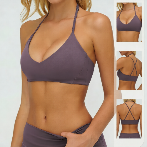 OEM & ODM Cross-Border Brushed Yoga Underwear for Women - Adjustable Neck Opening Hollow Back Tight-Fitting Fitness Top for Exercise & Sports - Perfect for Wholesale & Sourcing Agents - Model 5529