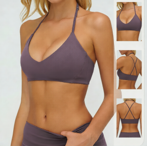 OEM & ODM Cross-Border Brushed Yoga Underwear for Women - Adjustable Neck Opening Hollow Back Tight-Fitting Fitness Top for Exercise & Sports - Perfect for Wholesale & Sourcing Agents - Model 5529