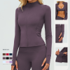 OEM & ODM Cross-Border Brushed Yoga Coat for Women - Long Sleeves Zipper Pockets Tight-Fitting Sportswear for Outdoor Running & Fitness - Perfect for Wholesale & Sourcing Agents - Model 45