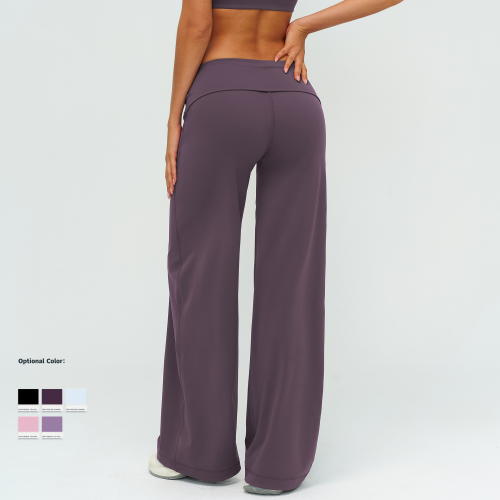 OEM & ODM Cross-Border Brushed Long Pants for Women - Folded Waistband Loose Wide Leg Slimming Sportswear for Outdoor Running & Sports - Perfect for Wholesale & Sourcing Agents - Model 5529