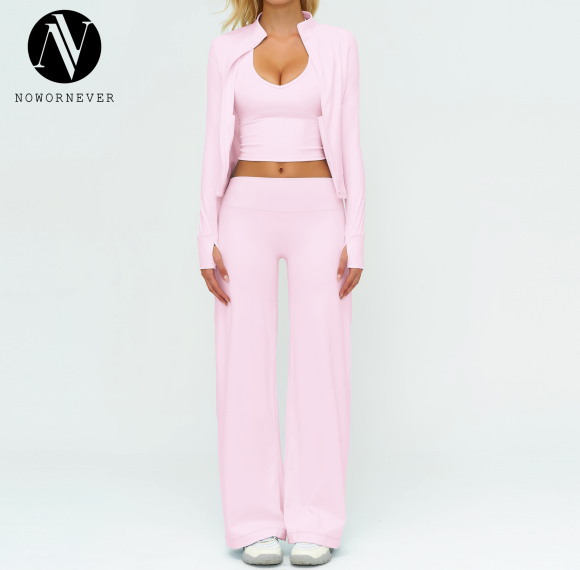 OEM & ODM Cross-Border European and American Brushed Yoga Set for Women - Loose Casual Fashion Long-Sleeved Three-Piece Sportswear for Outdoor Running & Fitness - Perfect for Wholesale & Sourcing Agents - Model 5529