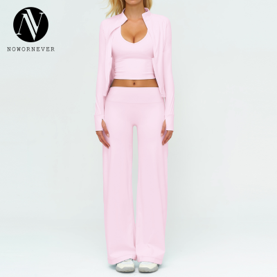 OEM & ODM Cross-Border European and American Brushed Yoga Set for Women - Loose Casual Fashion Long-Sleeved Three-Piece Sportswear for Outdoor Running & Fitness - Perfect for Wholesale & Sourcing Agents - Model 5529