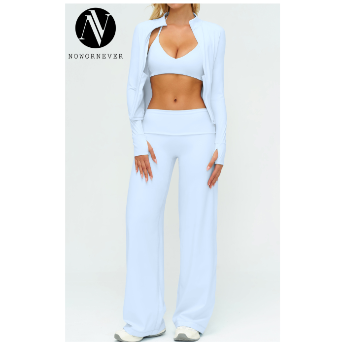 OEM & ODM Cross-Border European and American Brushed Yoga Set for Women - Loose Casual Fashion Long-Sleeved Three-Piece Sportswear for Outdoor Running & Fitness - Perfect for Wholesale & Sourcing Agents - Model 5529