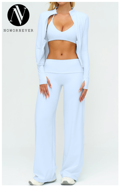 OEM & ODM Cross-Border European and American Brushed Yoga Set for Women - Loose Casual Fashion Long-Sleeved Three-Piece Sportswear for Outdoor Running & Fitness - Perfect for Wholesale & Sourcing Agents - Model 5529