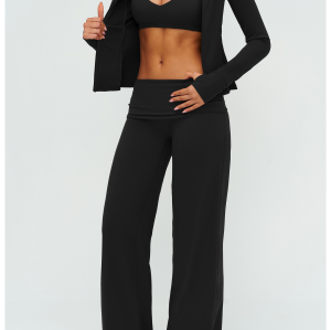 OEM & ODM Cross-Border European and American Brushed Yoga Set for Women - Loose Casual Fashion Long-Sleeved Three-Piece Sportswear for Outdoor Running & Fitness - Perfect for Wholesale & Sourcing Agents - Model 5529