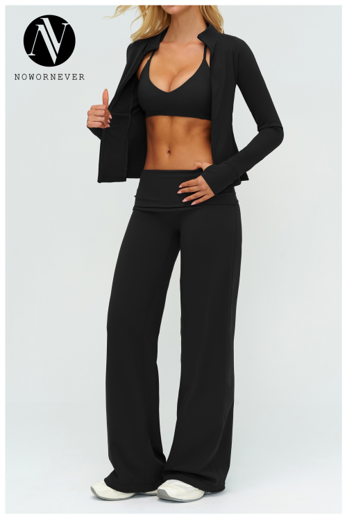 OEM & ODM Cross-Border European and American Brushed Yoga Set for Women - Loose Casual Fashion Long-Sleeved Three-Piece Sportswear for Outdoor Running & Fitness - Perfect for Wholesale & Sourcing Agents - Model 5529