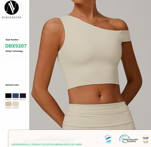 Activewear OEM & ODM: 9207 Clearance Recycled Yoga Tank Top & Asymmetric One-Shoulder Sports Bra - Wholesale Opportunities for Brands and Sourcing Agents