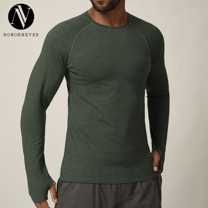 Wholesale OEM/ODM Men's Quick-Dry Long Sleeve Top 1031 - European & American Autumn/Winter Sports Fitness Slim-Fit Outdoor Running & Tennis Wear for Sourcing Agents
